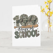 100 Days of School Camo Baseball Teacher Karte (Gelbe Blume)