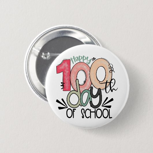 100 days of school celebration button / pin badge (Vorne & Hinten)