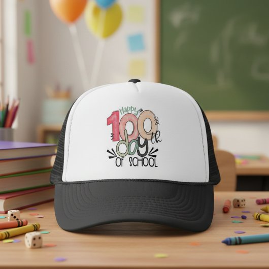 100 days of school celebration gift hat truckerkappe