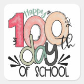 100 days of school celebration quadratischer aufkleber (Vorderseite)