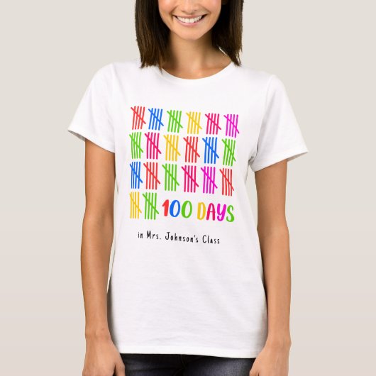 100 Days of School Colorful Tally Mark T-Shirt (Vorderseite)