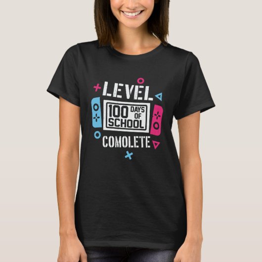 100 Days Of School Completed Gamer Boys 100th Day T-Shirt (Vorderseite)