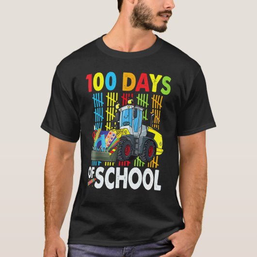 100 Days Of School Construction Vehicle Kid Boys 1 T-Shirt (Vorderseite)