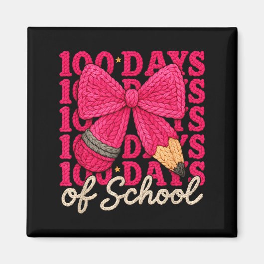 100 Days Of School Crochet Bow Pencil 100th Day Of Magnet (Vorne)