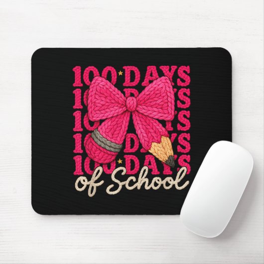 100 Days Of School Crochet Bow Pencil 100th Day Of Mousepad (Mit Mouse)