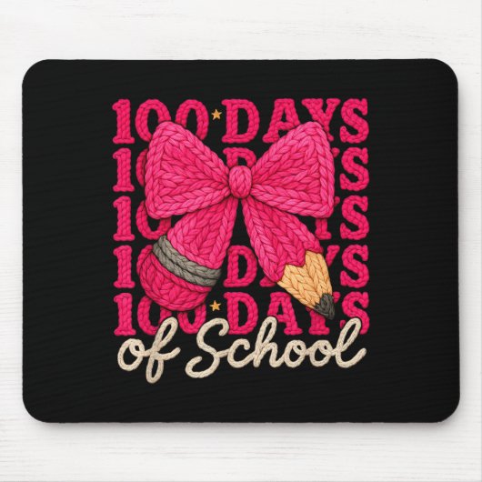 100 Days Of School Crochet Bow Pencil 100th Day Of Mousepad (Vorne)