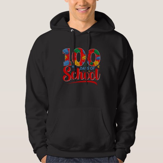 100 Days of School Cute Toy Build Bricks Boys Girl Hoodie (Vorderseite)