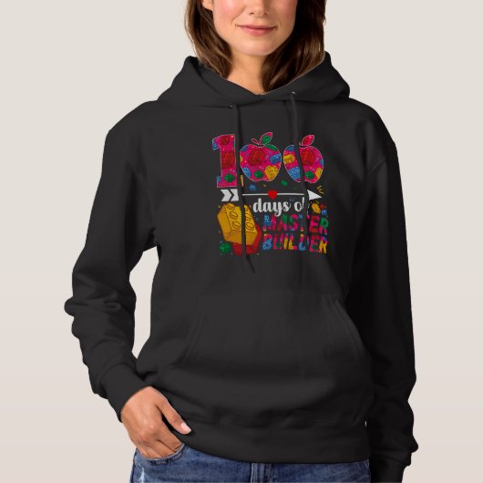 100 Days of School Cute Toy Build Bricks Teacher S Hoodie (Vorderseite)