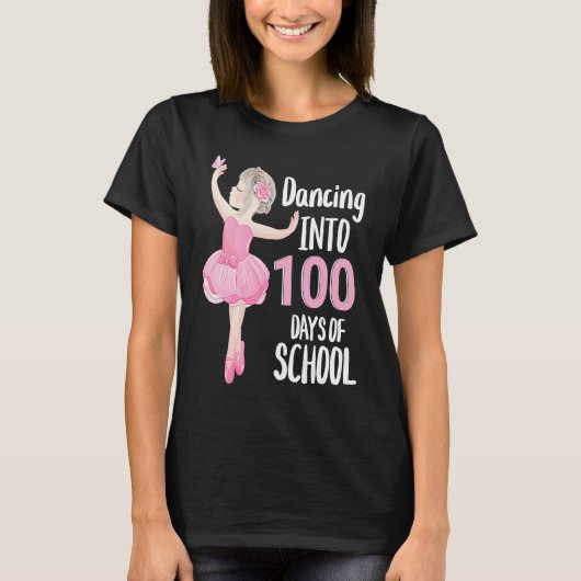 100 Days of School Dancing Ballerina Ballet Dancer T-Shirt (Vorderseite)