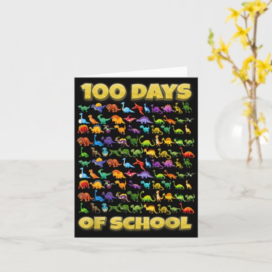 100 Days Of School Dinosaur 100 Days Smarter Karte (Gelbe Blume)
