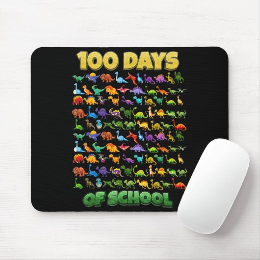 100 Days Of School Dinosaur 100 Days Smarter Mousepad (Mit Mouse)