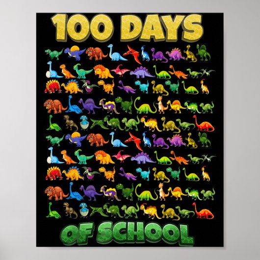 100 Days Of School Dinosaur 100 Days Smarter  Poster (Vorne)