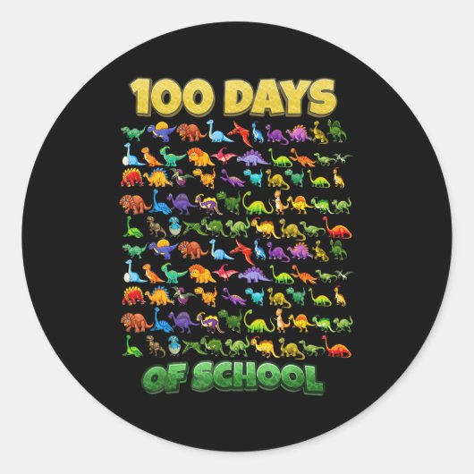 100 Days Of School Dinosaur 100 Days Smarter  Runder Aufkleber (Vorderseite)