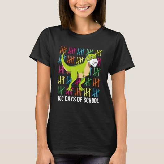 100 Days Of School Dinosaur Mask Fun Teacher Boys T-Shirt (Vorderseite)