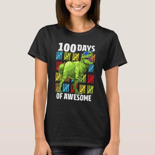 100 Days Of School Dinosaur Rex Dino Kids Boys 100 T-Shirt (Vorderseite)