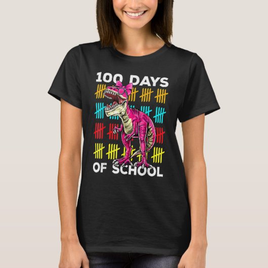 100 Days Of School Dinosaur Rex Dino Kids Boys 100 T-Shirt (Vorderseite)