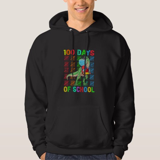 100 Days Of School Dinosaur Rex Wearing Mask Smart Hoodie (Vorderseite)