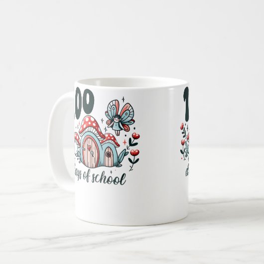 100 Days Of School Fairy Mushroom Magic Kaffeetasse (Vorderseite Links)