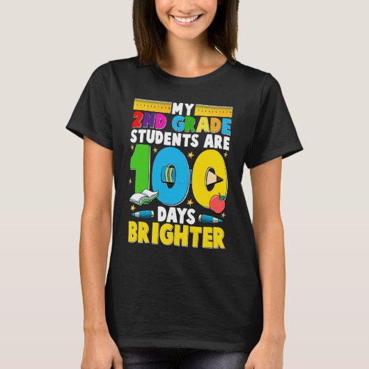 100 Days of School for 2nd Grade Teacher T-Shirt (Vorderseite)