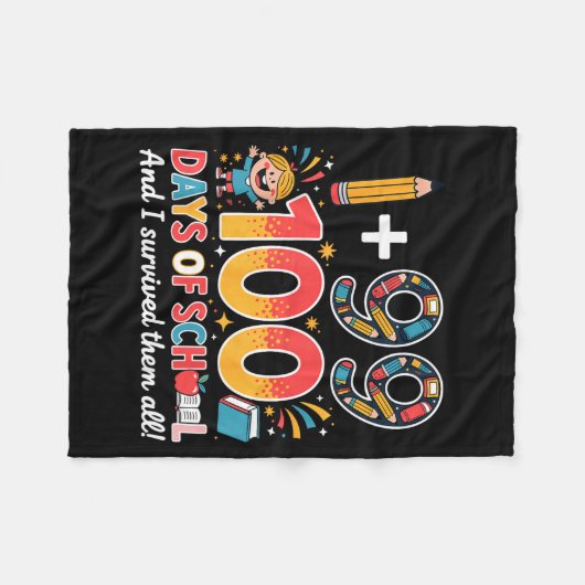 100 Days Of School For Teachers And Students Math  Fleecedecke (Vorderseite (Horizontal))