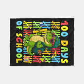 100 Days Of School Funny Dinosaur T-rex Boy Girl T Fleecedecke (Vorderseite (Horizontal))