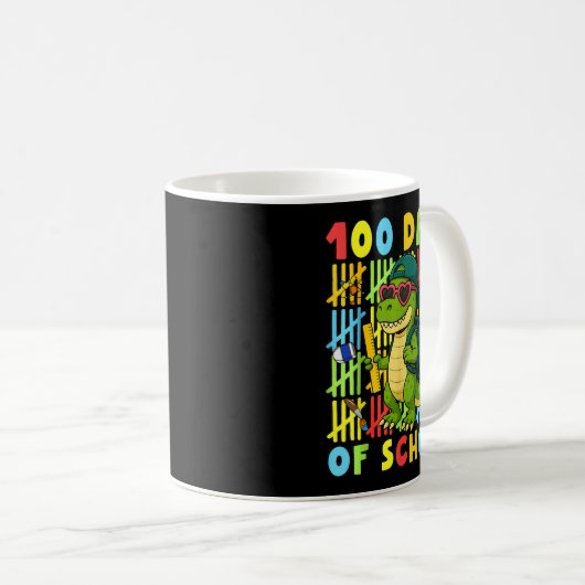 100 Days Of School Funny Dinosaur T-rex Boy Girl T Kaffeetasse (VorderseiteRechts)