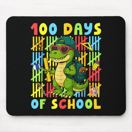 100 Days Of School Funny Dinosaur T-rex Boy Girl T Mousepad (Vorne)