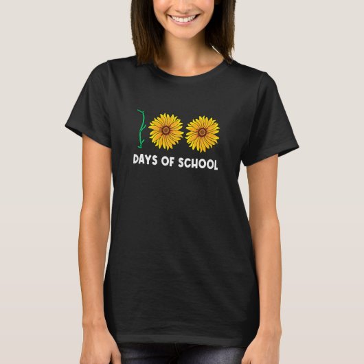 100 Days Of School Funny Flower Floral Yellow Sunf T-Shirt (Vorderseite)