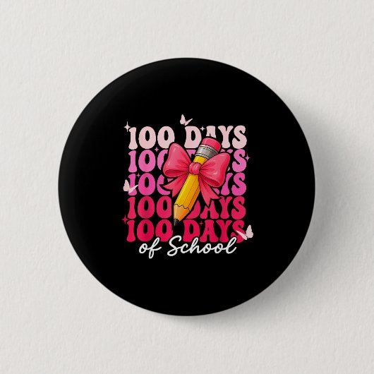 100 Days Of School Girls Coquette Bow 100th Day Of Button (Vorderseite)