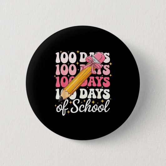 100 Days Of School Girls Coquette Bow 100th Day Of Button (Vorderseite)
