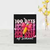 100 Days Of School Girls Coquette Bow 100th Day Of Karte (Gelbe Blume)