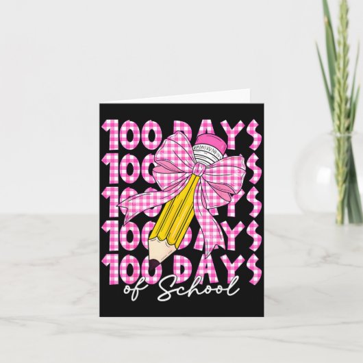 100 Days Of School Girls Coquette Bow 100th Day Of Karte (Vorderseite)