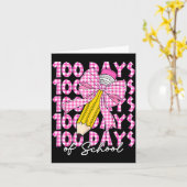 100 Days Of School Girls Coquette Bow 100th Day Of Karte (Gelbe Blume)