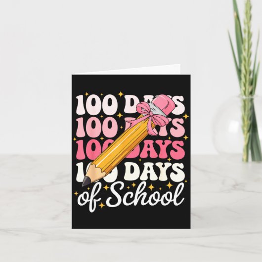 100 Days Of School Girls Coquette Bow 100th Day Of Karte (Vorderseite)