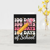 100 Days Of School Girls Coquette Bow 100th Day Of Karte (Gelbe Blume)