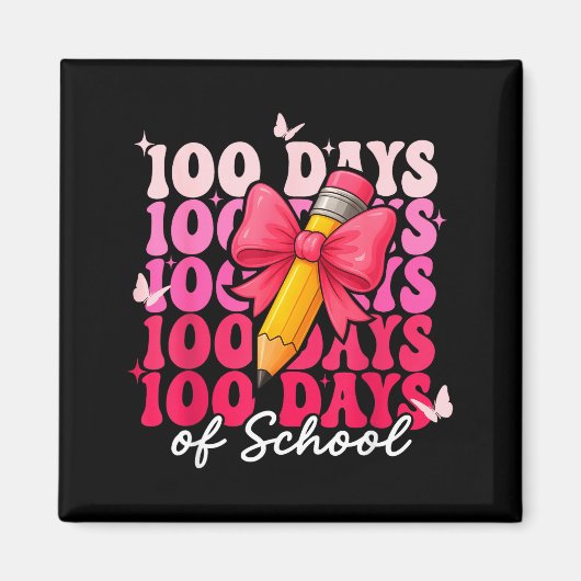 100 Days Of School Girls Coquette Bow 100th Day Of Magnet (Vorne)