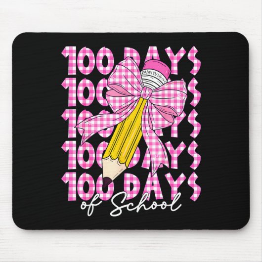 100 Days Of School Girls Coquette Bow 100th Day Of Mousepad (Vorne)