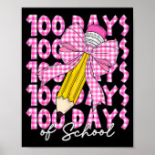100 Days Of School Girls Coquette Bow 100th Day Of Poster (Vorne)