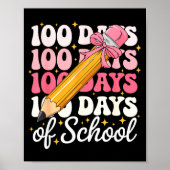100 Days Of School Girls Coquette Bow 100th Day Of Poster (Vorne)