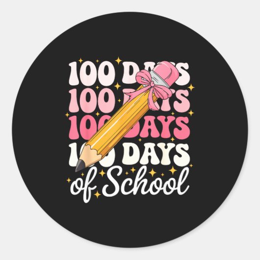 100 Days Of School Girls Coquette Bow 100th Day Of Runder Aufkleber (Vorderseite)
