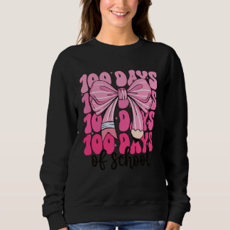 100 Days of School Girls Coquette Bow 100th Day of Sweatshirt