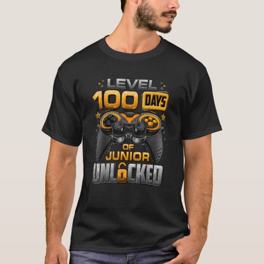 100 Days Of School Junior Level Unlocked Video Gam T-Shirt (Vorderseite)