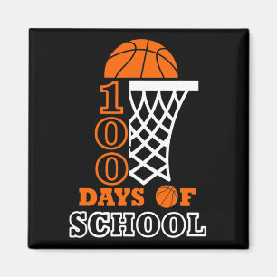 100 Days of School Kids Basketball 100th day Magnet