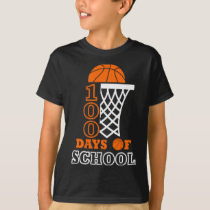 100 Days of School Kids Basketball 100th day T-Shirt