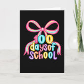 100 Days of School Leopard Bow Pencil Karte (Vorderseite)