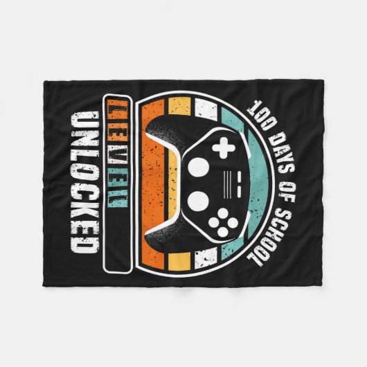 100 Days Of School Level Unlocked Funny Gamers Boy Fleecedecke (Vorderseite (Horizontal))