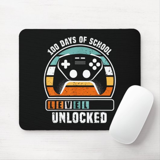 100 Days Of School Level Unlocked Funny Gamers Boy Mousepad (Mit Mouse)