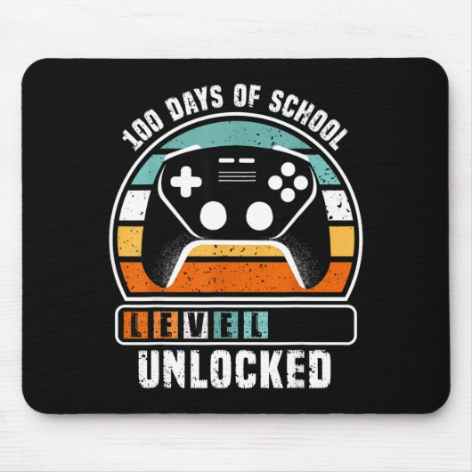 100 Days Of School Level Unlocked Funny Gamers Boy Mousepad (Vorne)