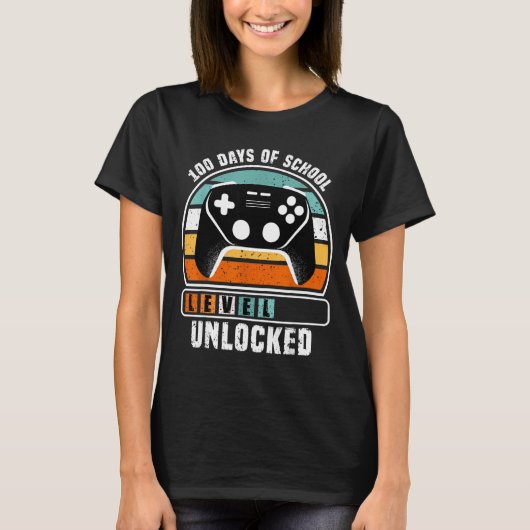 100 Days Of School Level Unlocked Funny Gamers Boy T-Shirt (Vorderseite)