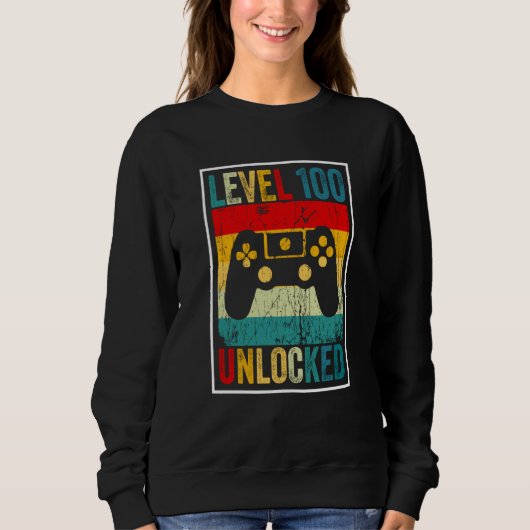 100 Days Of School Level Unlocked Gamer Video Game Sweatshirt (Vorderseite)